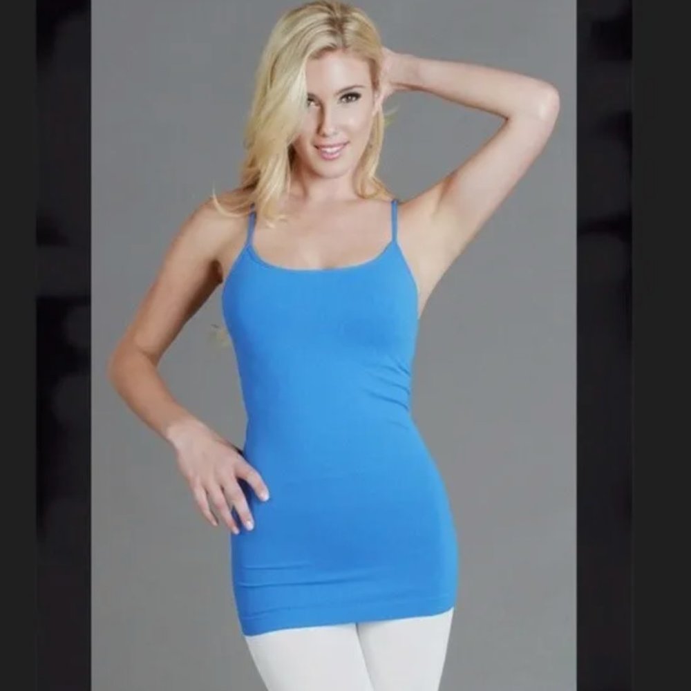 New Nikibiki Thin Strap Medium Length Tank Top in Myko Blue